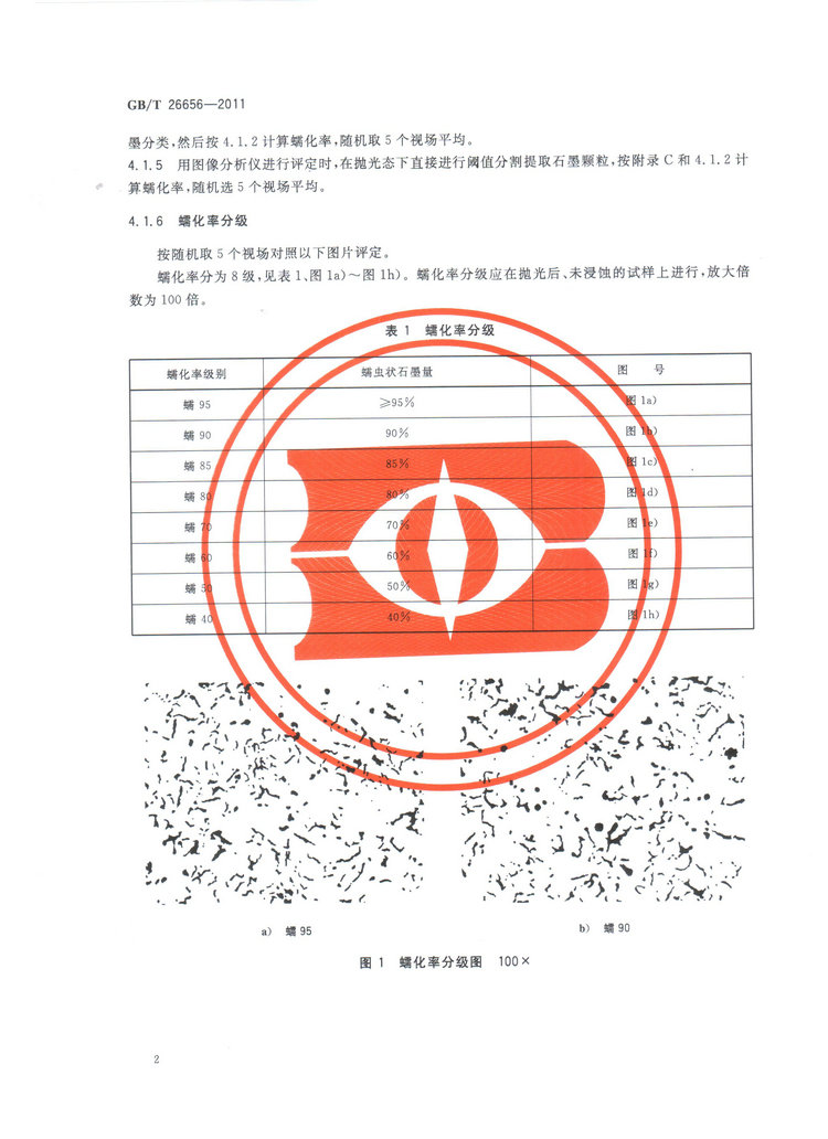 蠕墨铸铁金相试验国家标准GB/T26656-2011