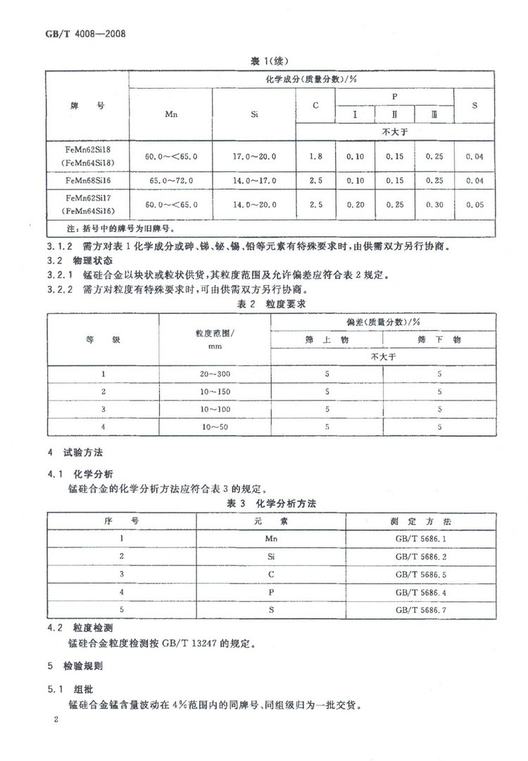 GBT4008-2008锰硅合金标准