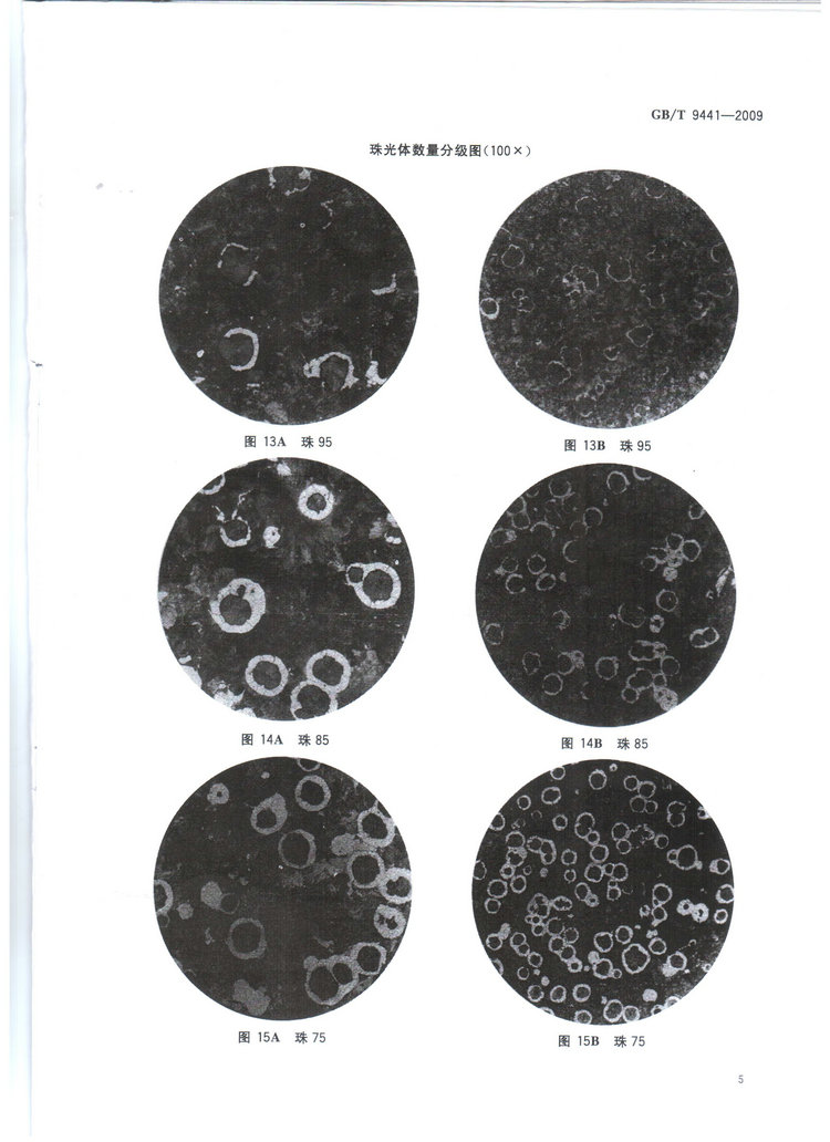 球墨铸铁金相检验国家标准GB/T 9441-2009