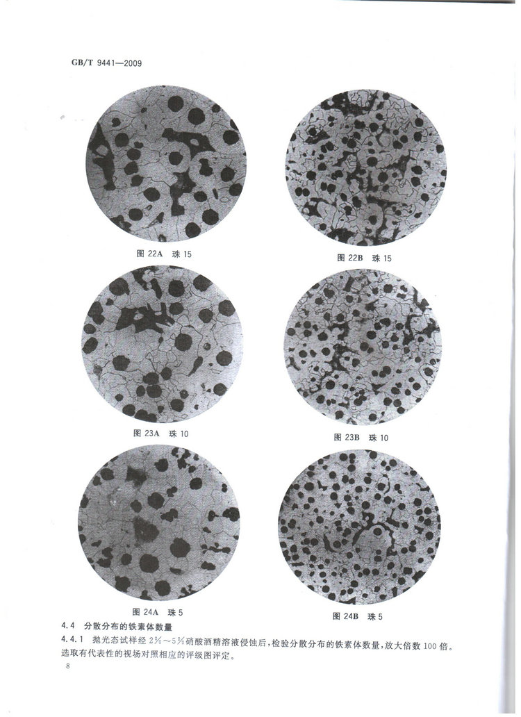 球墨铸铁金相检验国家标准GB/T 9441-2009